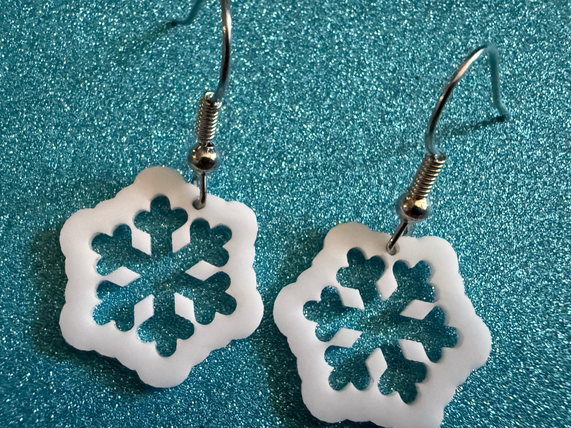 Mini Snowflake Earrings: Laser Cut Acrylic Snowflakes, Stormy Weather, Snowing, Snow Storm, Winter, Xmas, X-mas, Best Gifts for Her/Him/Them