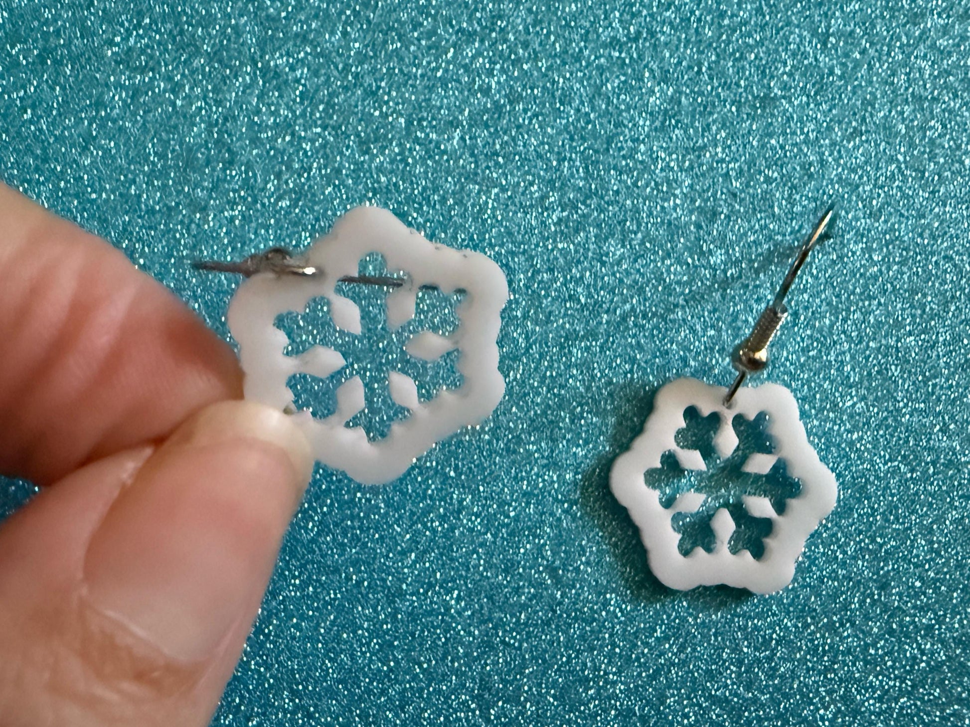 Mini Snowflake Earrings: Laser Cut Acrylic Snowflakes, Stormy Weather, Snowing, Snow Storm, Winter, Xmas, X-mas, Best Gifts for Her/Him/Them