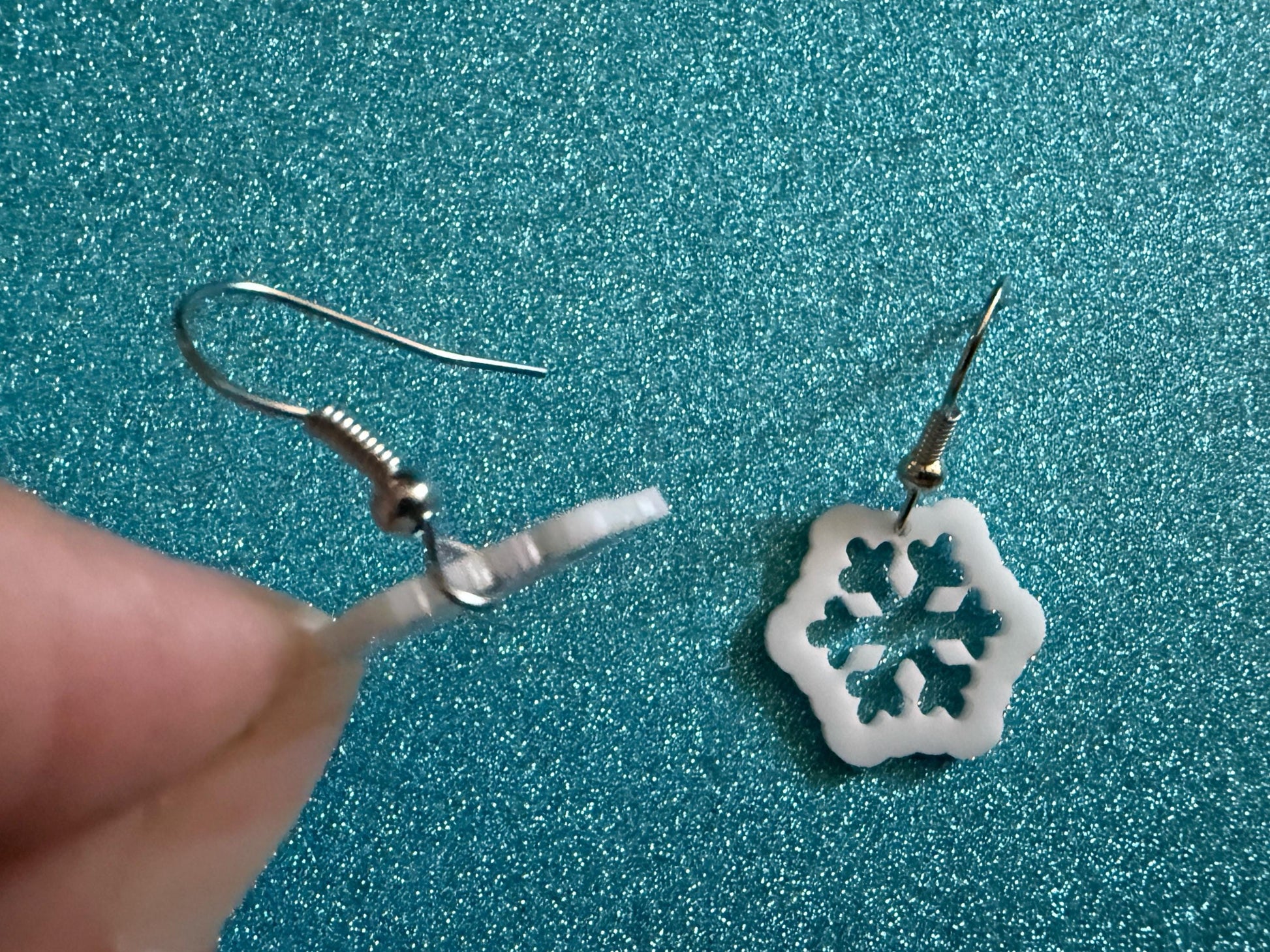 Mini Snowflake Earrings: Laser Cut Acrylic Snowflakes, Stormy Weather, Snowing, Snow Storm, Winter, Xmas, X-mas, Best Gifts for Her/Him/Them