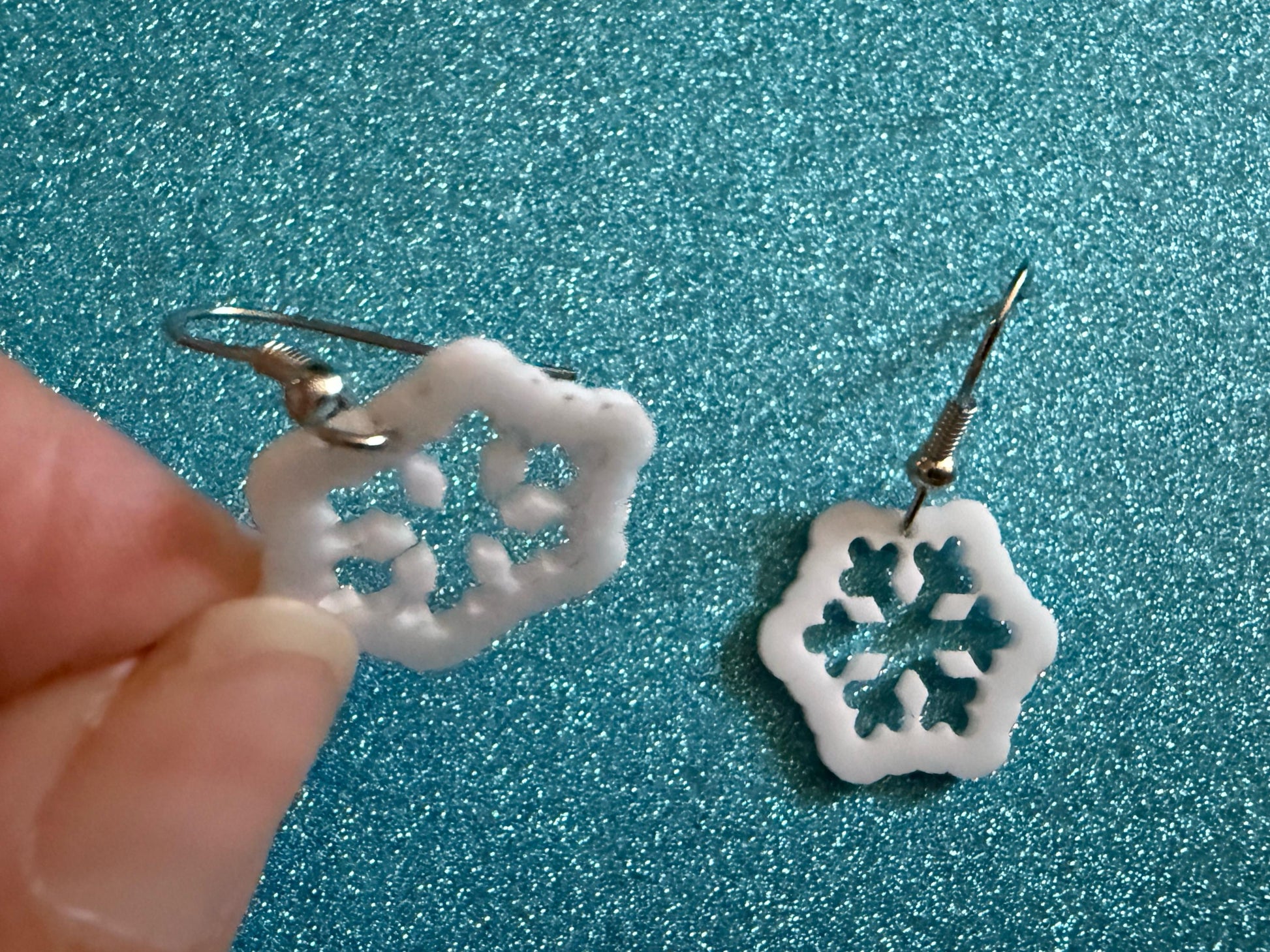Mini Snowflake Earrings: Laser Cut Acrylic Snowflakes, Stormy Weather, Snowing, Snow Storm, Winter, Xmas, X-mas, Best Gifts for Her/Him/Them