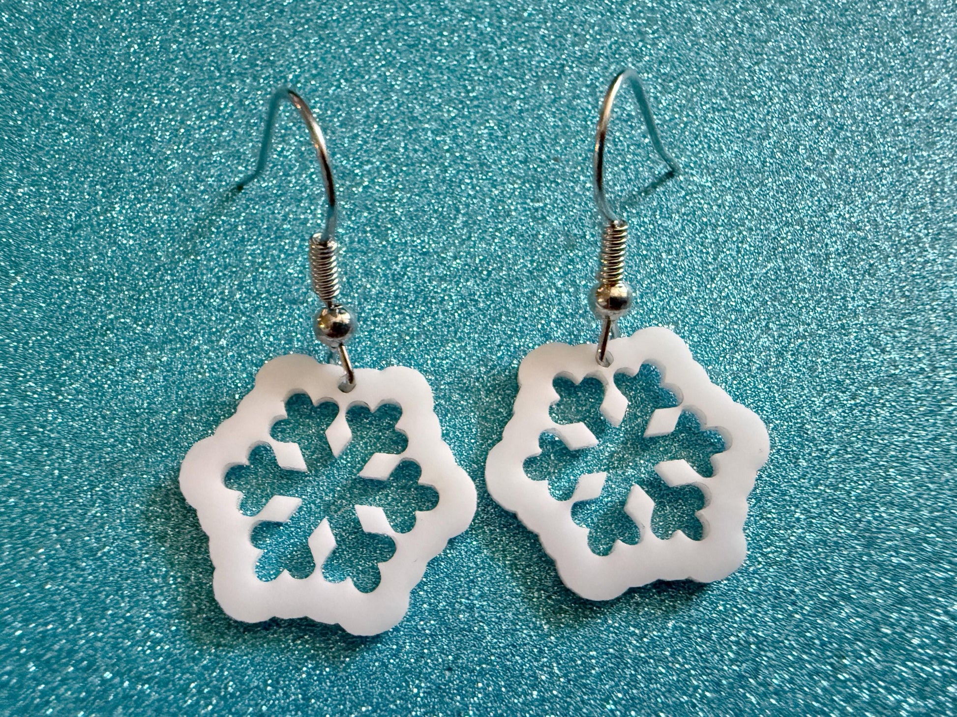 Mini Snowflake Earrings: Laser Cut Acrylic Snowflakes, Stormy Weather, Snowing, Snow Storm, Winter, Xmas, X-mas, Best Gifts for Her/Him/Them
