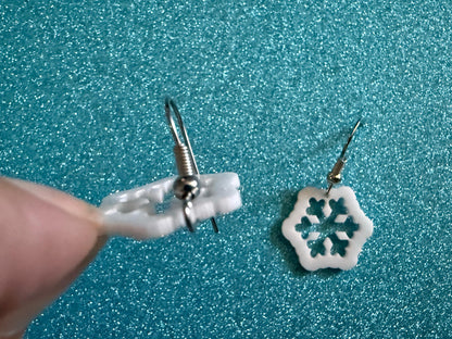 Mini Snowflake Earrings: Laser Cut Acrylic Snowflakes, Stormy Weather, Snowing, Snow Storm, Winter, Xmas, X-mas, Best Gifts for Her/Him/Them