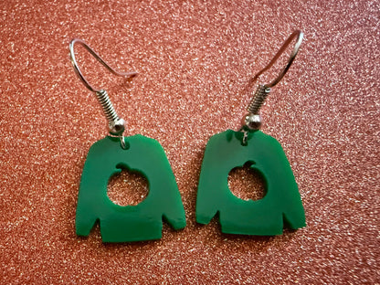 Mini Sweater Earrings: Laser Cut Acrylic Ugly Christmas Sweaters, Fall, Autumn, Holidays, Pumpkin, Green, Best Gifts for Her/Him/Them