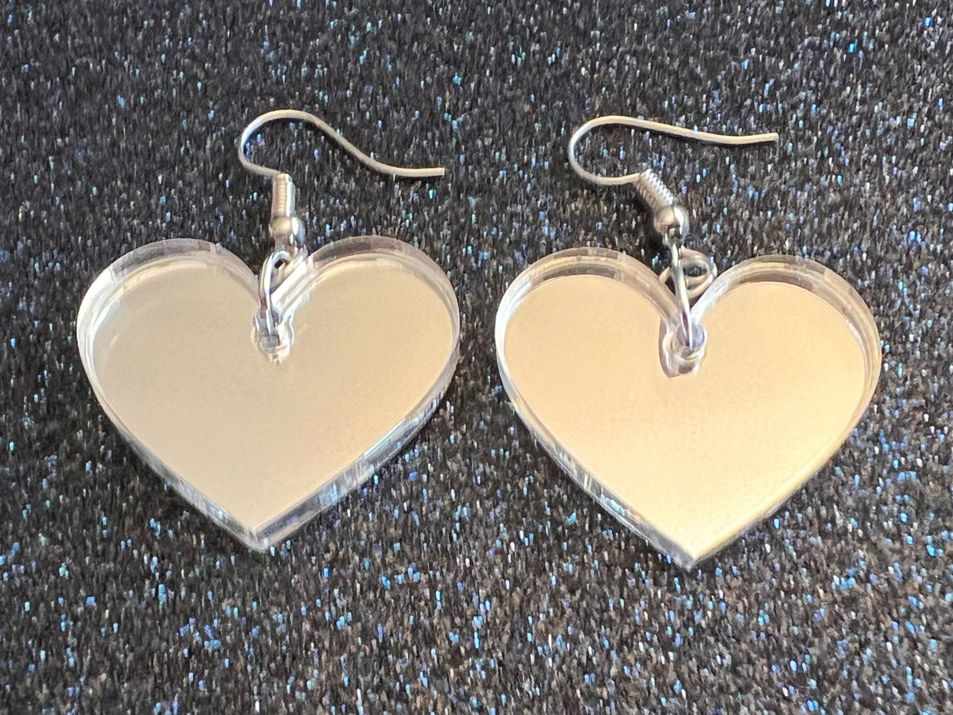Mirror Heart Earrings: Laser Cut Acrylic Hearts, Love, Valentines Day, Anniversary, Best Gifts for Her/Him/Them