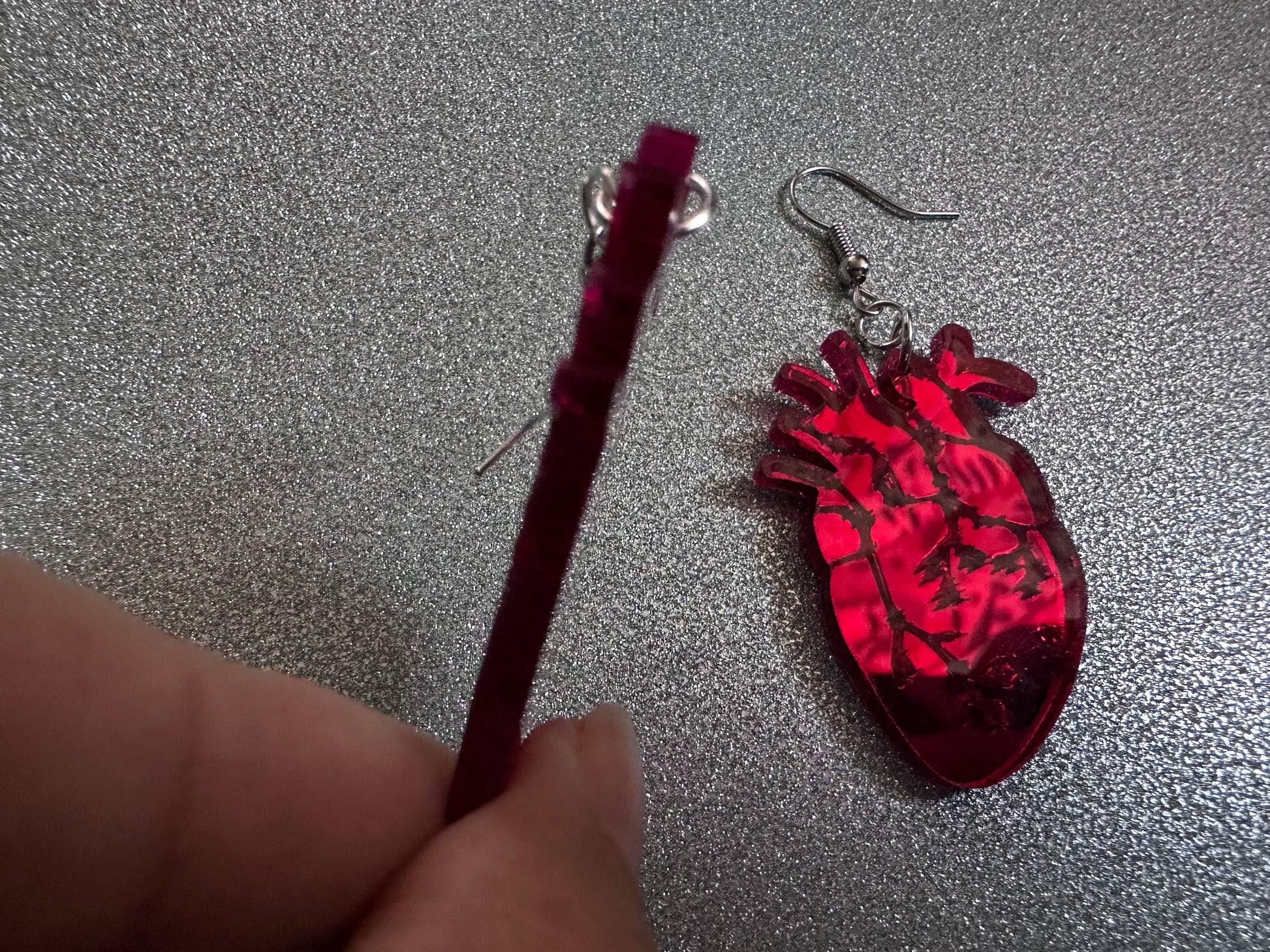 Mirror Heart Earrings: Laser Cut Acrylic Hearts, Love, Valentines, Realistic Heart Earrings, Halloween, Doctor, Best Gifts for Her/Him/Them