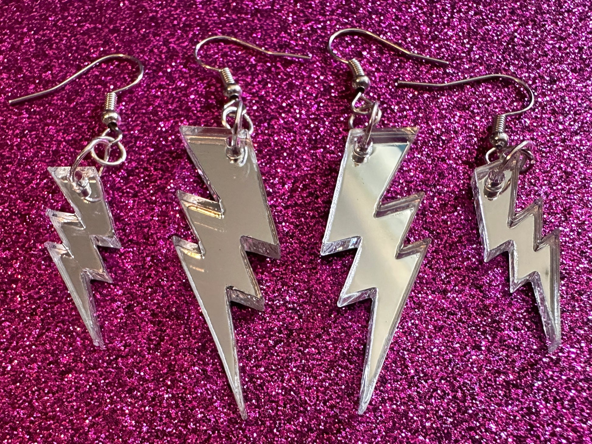 Mirror Lightning Earrings: Laser Cut Acrylic Lightning Bolt Earrings, Stormy Weather, Electric, Nature, Climate, Best Gifts for Her/Him/Them