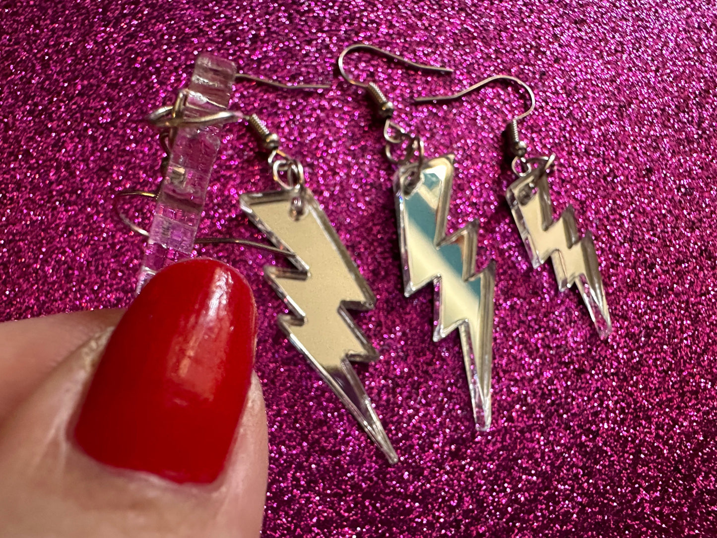 Mirror Lightning Earrings: Laser Cut Acrylic Lightning Bolt Earrings, Stormy Weather, Electric, Nature, Climate, Best Gifts for Her/Him/Them