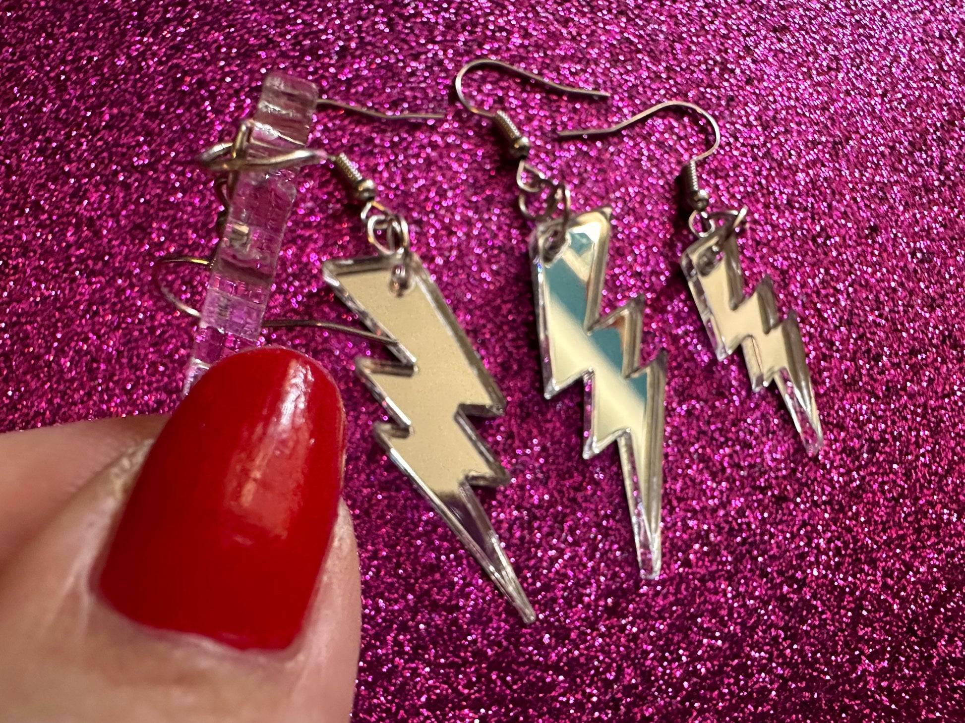 Mirror Lightning Earrings: Laser Cut Acrylic Lightning Bolt Earrings, Stormy Weather, Electric, Nature, Climate, Best Gifts for Her/Him/Them