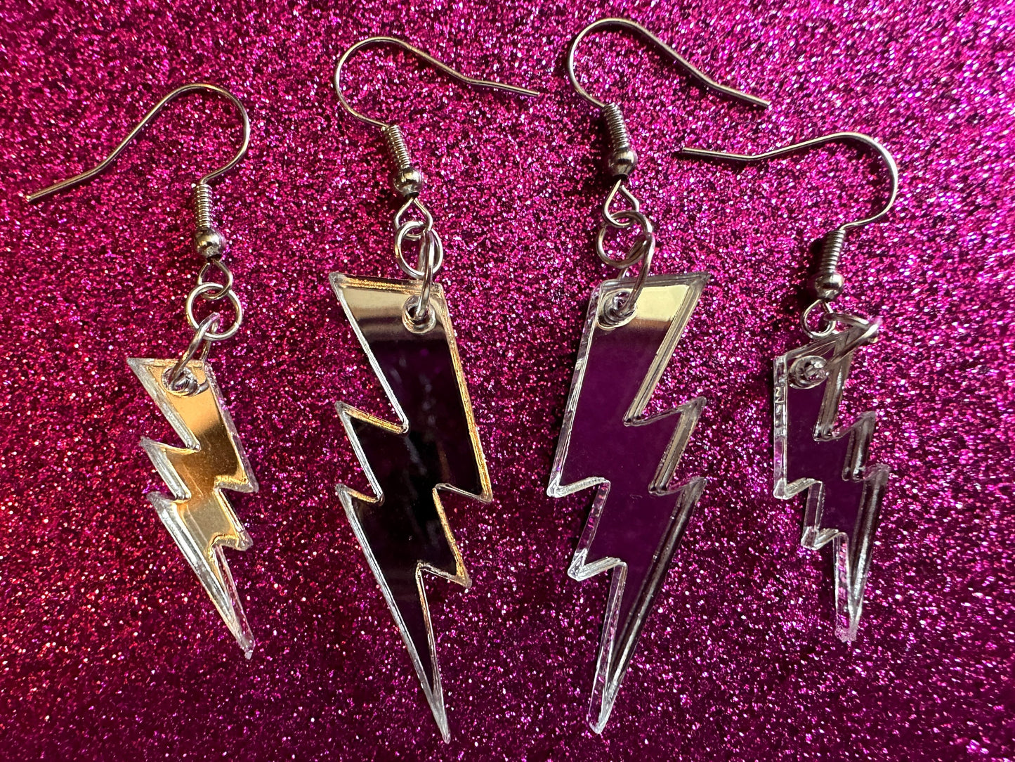 Mirror Lightning Earrings: Laser Cut Acrylic Lightning Bolt Earrings, Stormy Weather, Electric, Nature, Climate, Best Gifts for Her/Him/Them