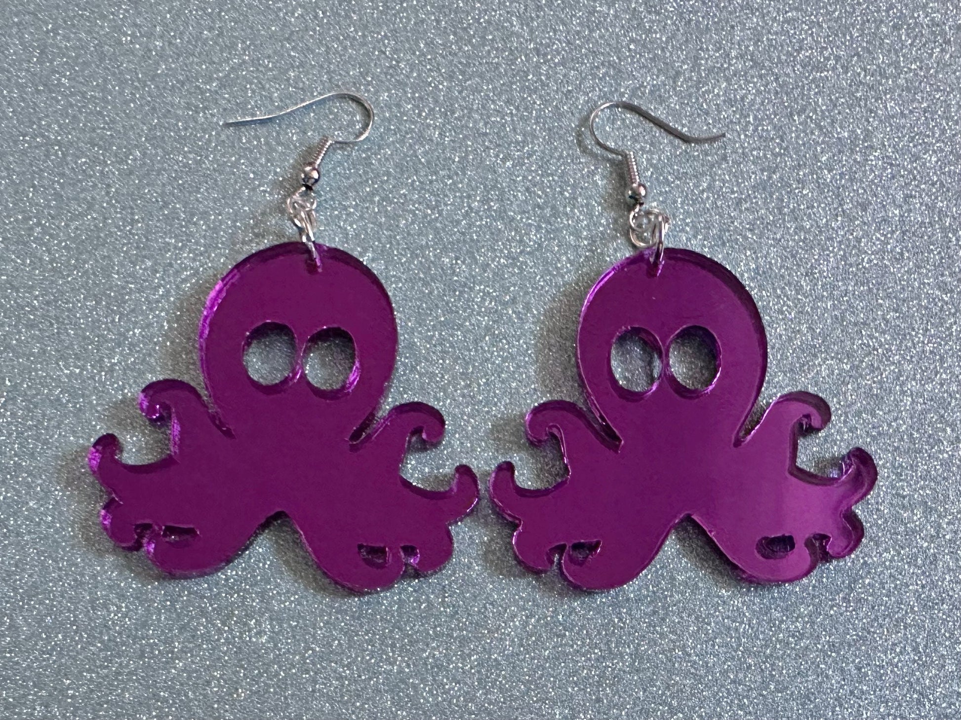 Mirror Octopus Earrings: Laser Cut Acrylic Octopuses, Cephalopods, Ocean Animals, Fish, Sea Creatures, Aquatic, Best Gifts for Her/Him/Them