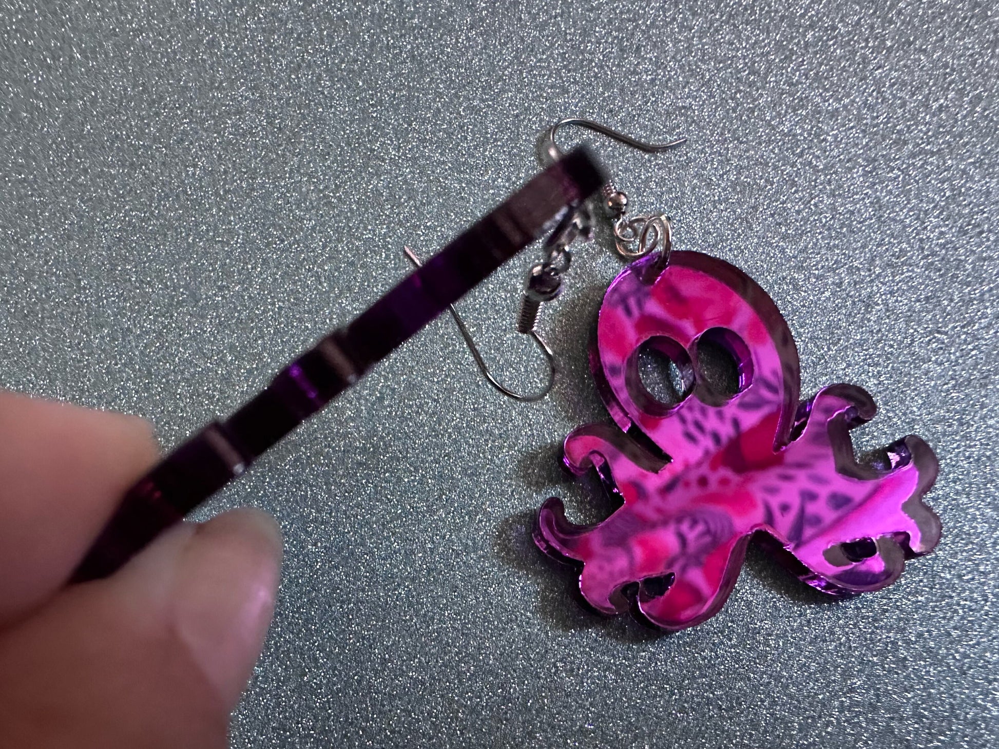 Mirror Octopus Earrings: Laser Cut Acrylic Octopuses, Cephalopods, Ocean Animals, Fish, Sea Creatures, Aquatic, Best Gifts for Her/Him/Them