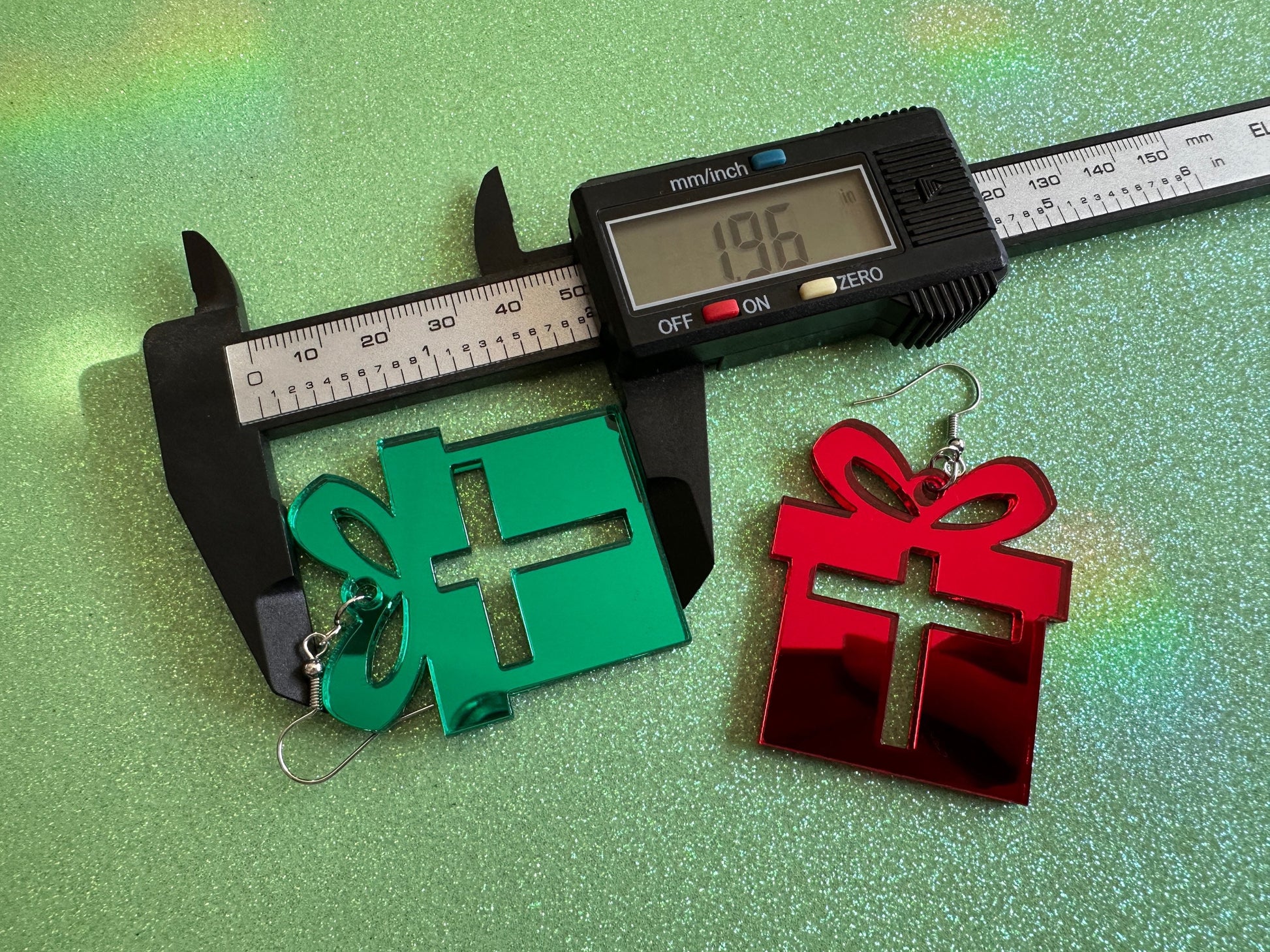 Mirrored Christmas Present Earrings: Laser Cut Acrylic Presents, Xmas, X-mas, Gift, Present with Bow, Birthday, Best Gifts for Her/Him/Them