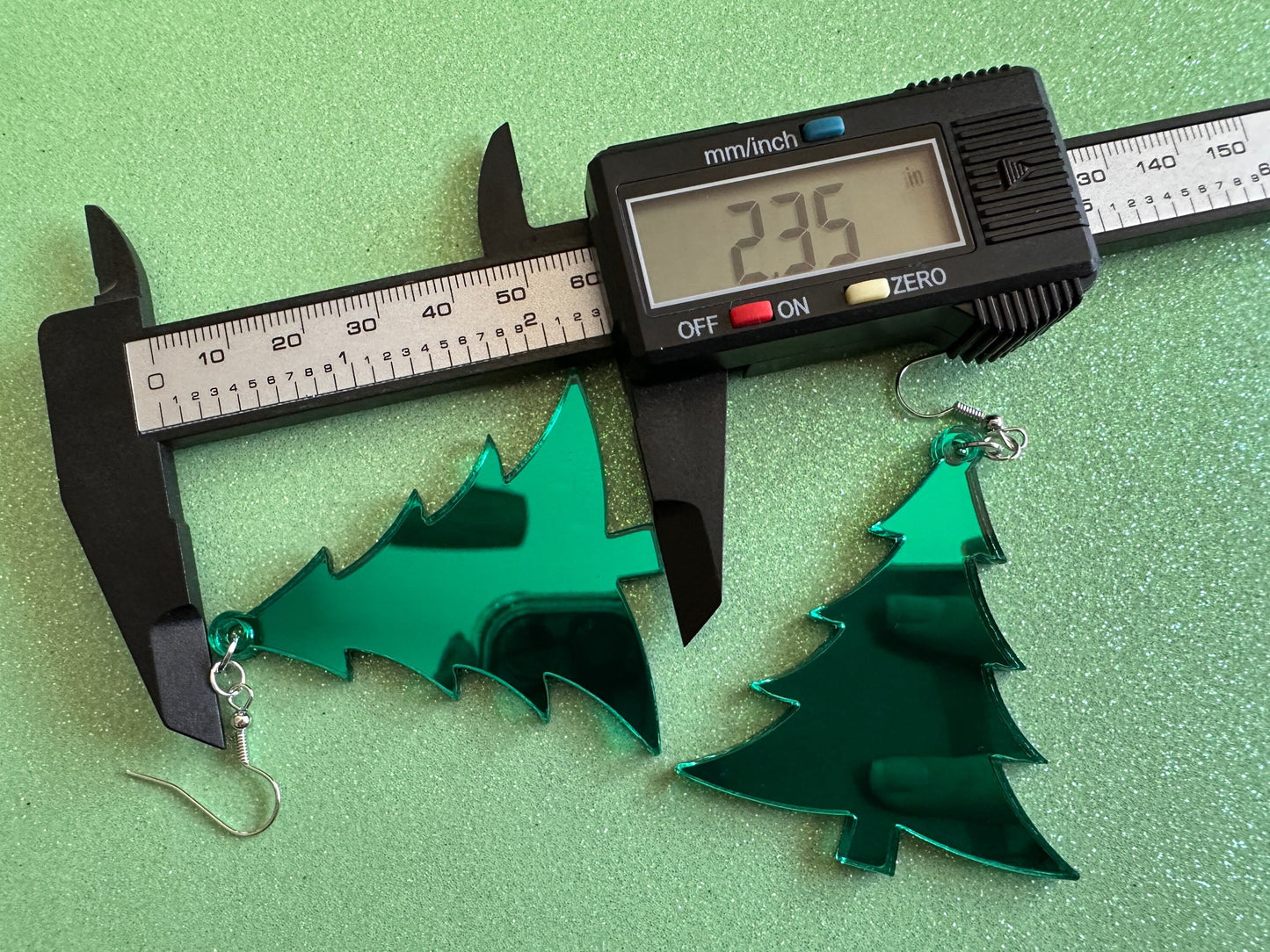 Mirrored Christmas Tree Earrings: Laser Cut Acrylic Xmas Trees, Mirror, Green Earrings, Winter, Best Gifts for Her/Him/Them
