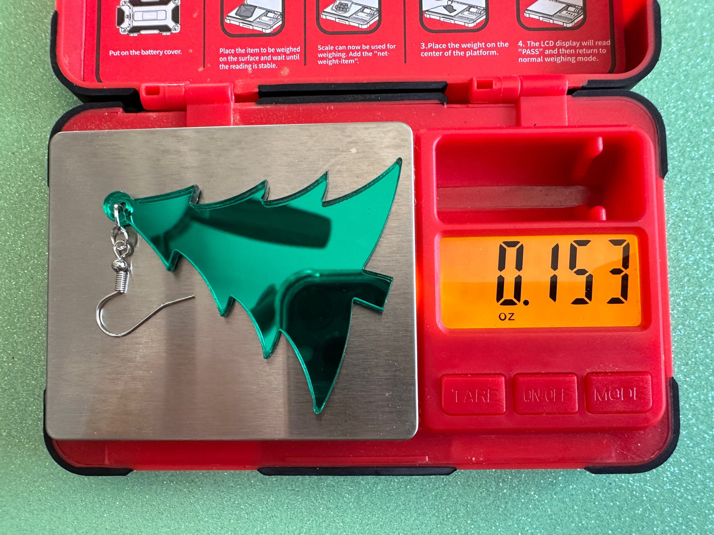 Mirrored Christmas Tree Earrings: Laser Cut Acrylic Xmas Trees, Mirror, Green Earrings, Winter, Best Gifts for Her/Him/Them