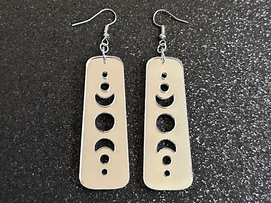 Mirrored Moon Phase Earrings: Laser Cut Acrylic Moons, Night Sky, Astrology, Astronomy, Magic, Spiritual, Best Gifts for Her/Him/Them
