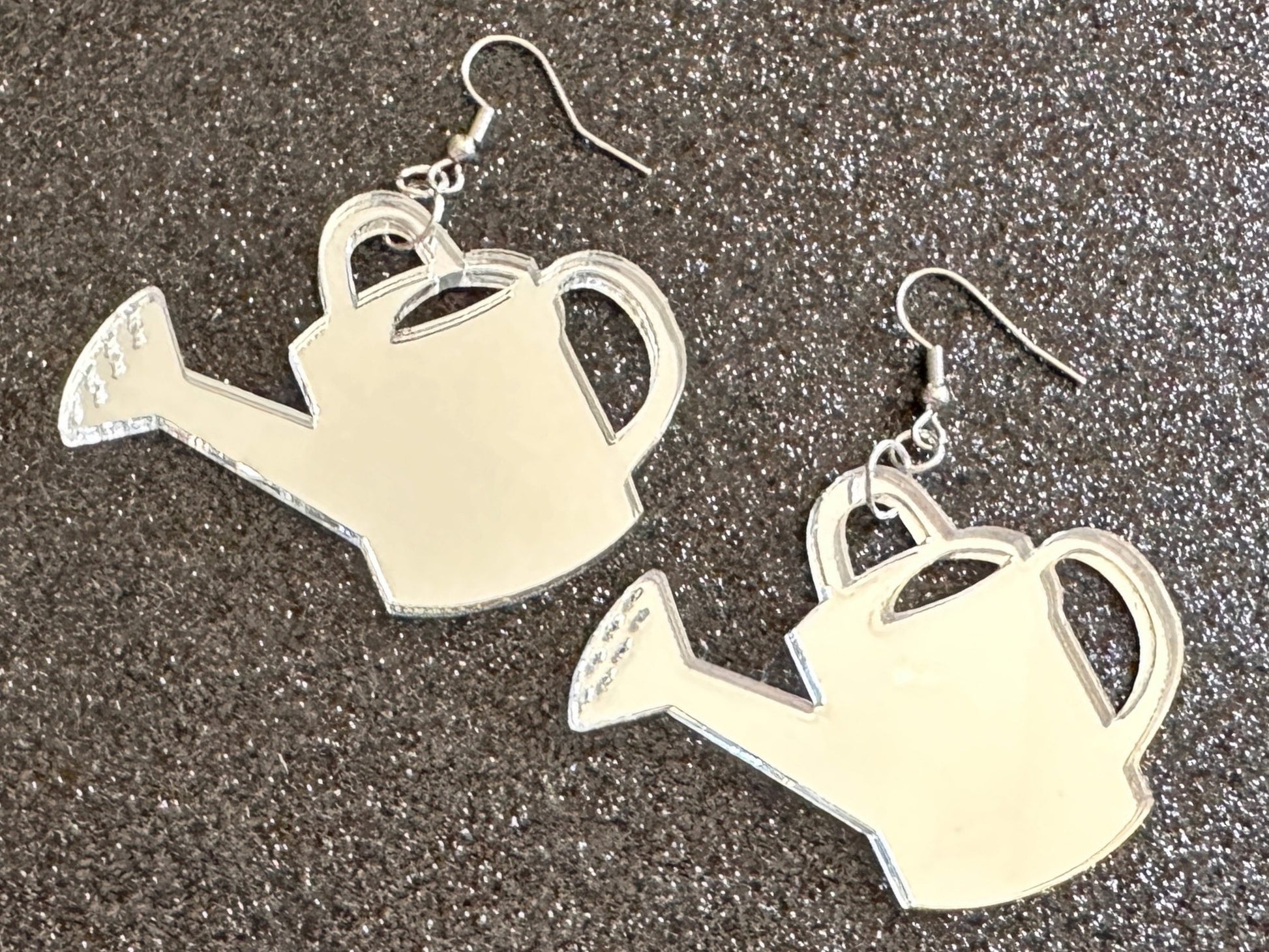 Mirrored Watering Can Earrings: Laser Cut Acrylic, Garden, Gardening, Floral, Plants, Best Gifts for Her/Him/Them
