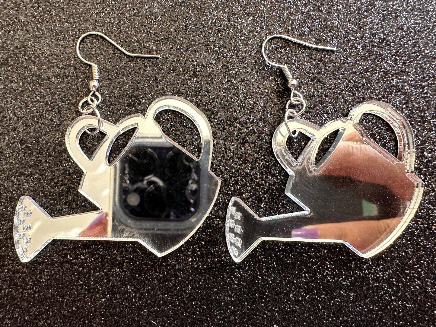 Mirrored Watering Can Earrings: Laser Cut Acrylic, Garden, Gardening, Floral, Plants, Best Gifts for Her/Him/Them