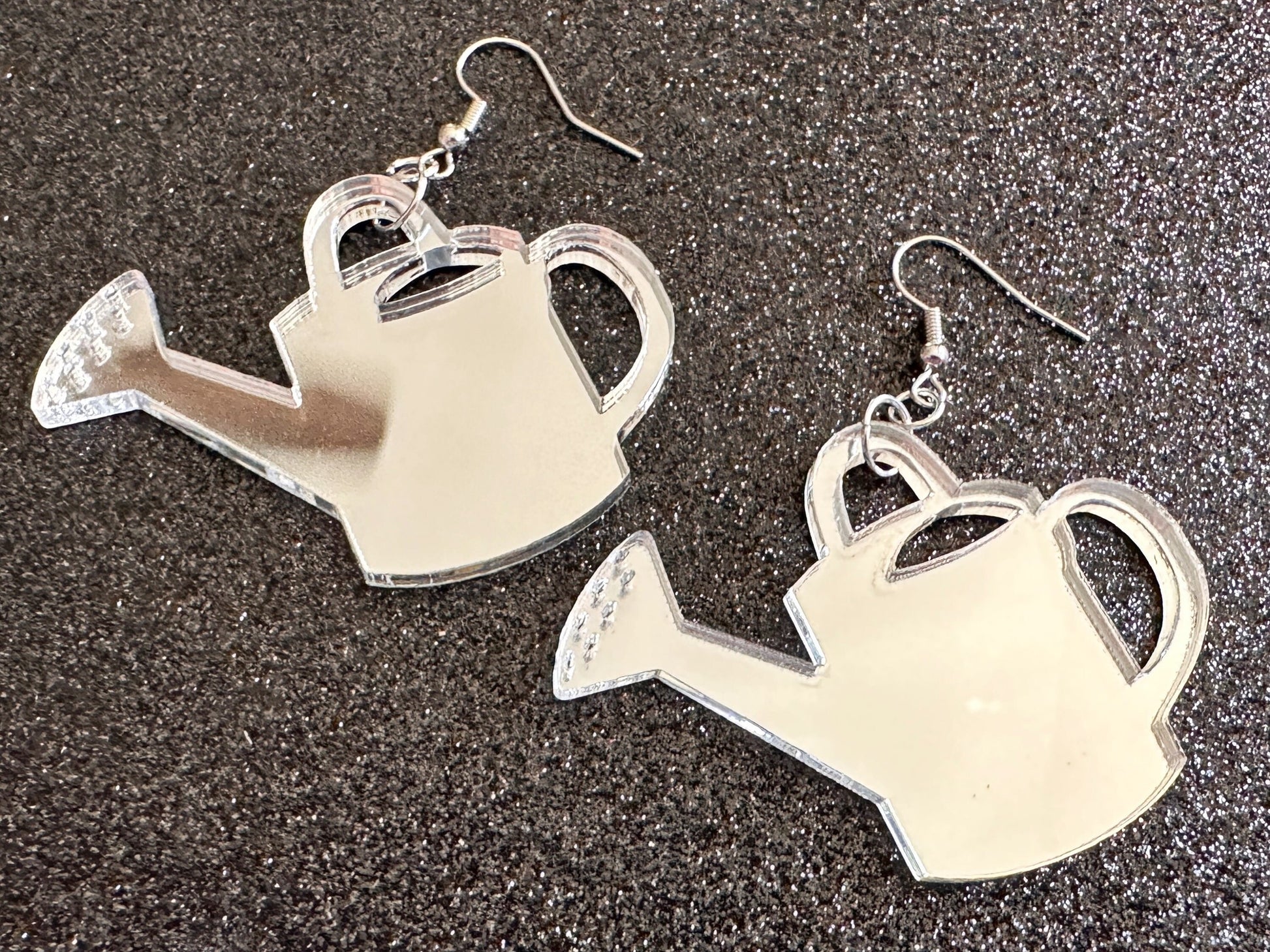 Mirrored Watering Can Earrings: Laser Cut Acrylic, Garden, Gardening, Floral, Plants, Best Gifts for Her/Him/Them