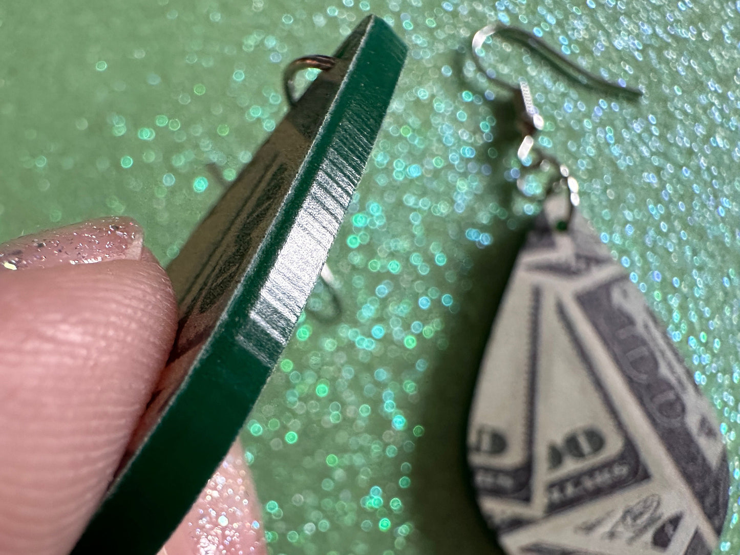 Money Earrings: Laser Cut Acrylic Money Hearts, Cash, Money Bags, US, 100 Dollar Bills, Dollars, Hustle, Rich, Best Gifts for Her/Him/Them