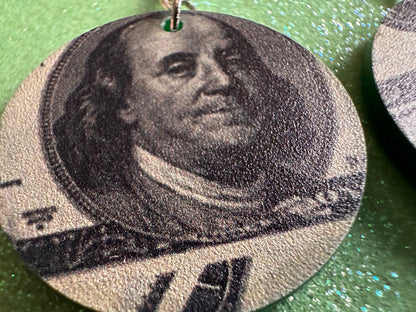 Money Earrings: Laser Cut Acrylic Money Hearts, Cash, Money Bags, US, 100 Dollar Bills, Dollars, Hustle, Rich, Best Gifts for Her/Him/Them