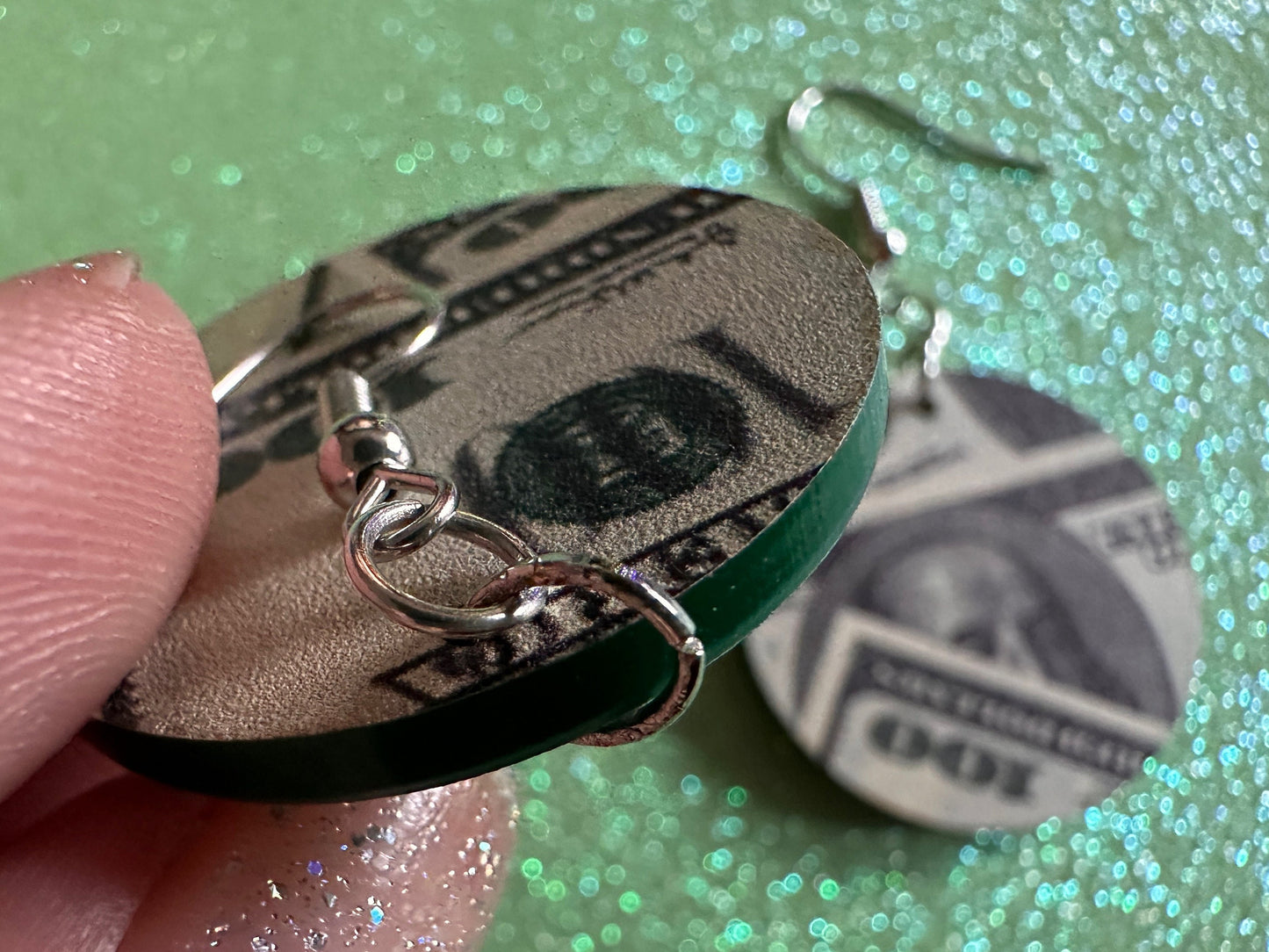 Money Earrings: Laser Cut Acrylic Money Hearts, Cash, Money Bags, US, 100 Dollar Bills, Dollars, Hustle, Rich, Best Gifts for Her/Him/Them