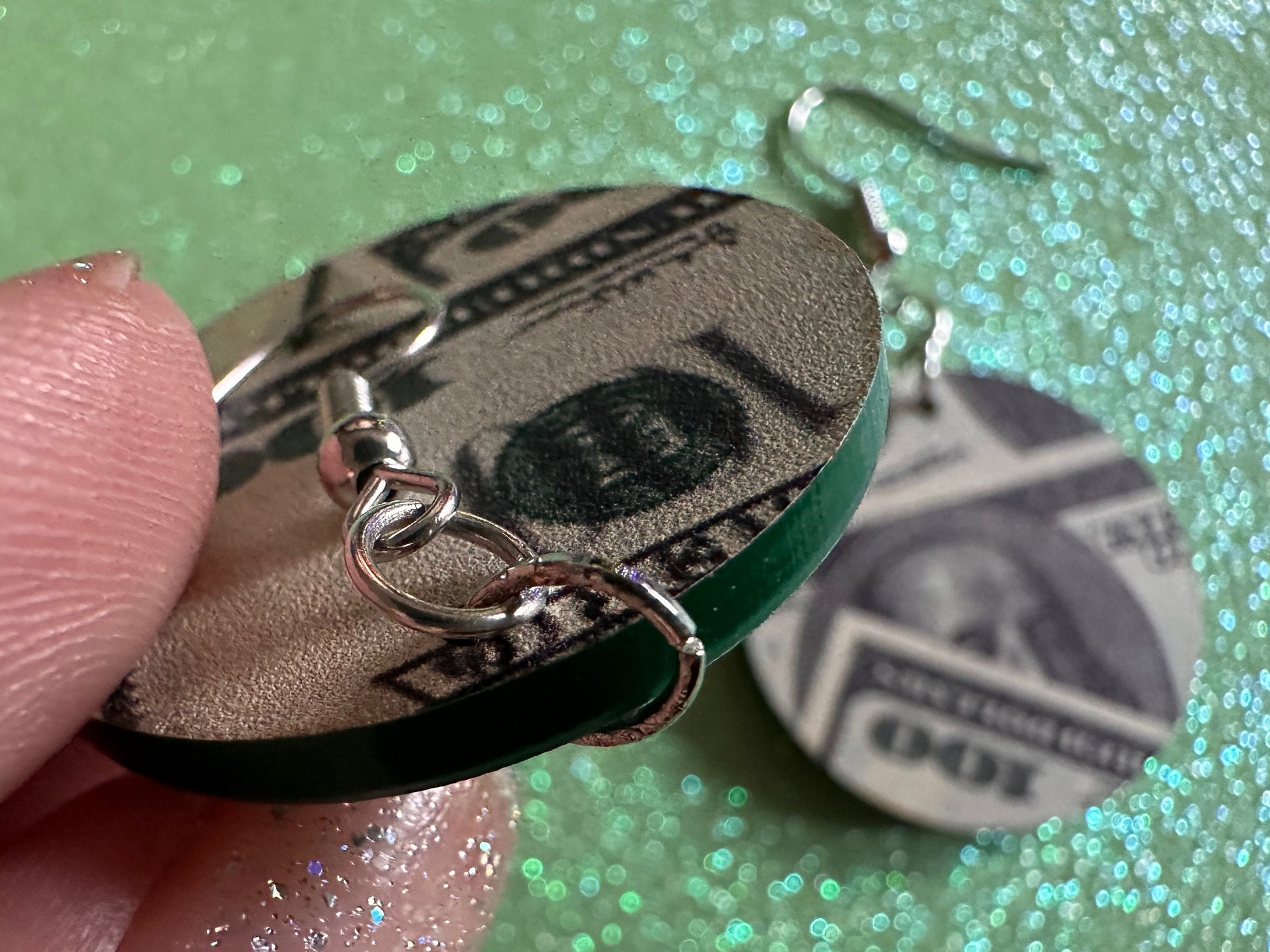 Money Earrings: Laser Cut Acrylic Money Hearts, Cash, Money Bags, US, 100 Dollar Bills, Dollars, Hustle, Rich, Best Gifts for Her/Him/Them