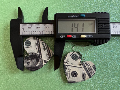Money Earrings: Laser Cut Acrylic Money Hearts, Cash, Money Bags, US, 100 Dollar Bills, Dollars, Hustle, Rich, Best Gifts for Her/Him/Them