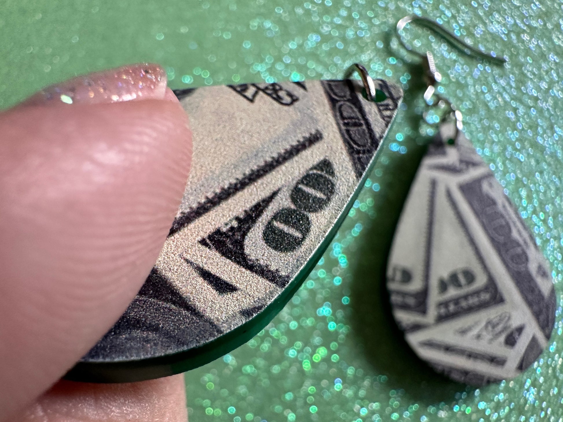 Money Earrings: Laser Cut Acrylic Money Hearts, Cash, Money Bags, US, 100 Dollar Bills, Dollars, Hustle, Rich, Best Gifts for Her/Him/Them