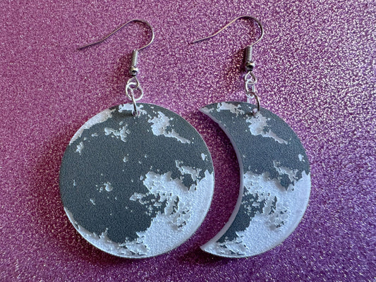 Moon Earrings: Laser Cut Acrylic Moons Earrings, Full Moon, Moon Phase, Astronomy, Crescent Moon, Waxing Moon, Best Gift for Her/Him/Them