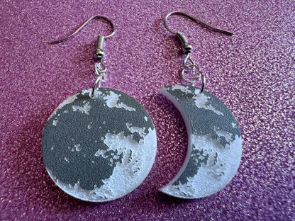 Moon Earrings: Laser Cut Acrylic Moons Earrings, Full Moon, Moon Phase, Astronomy, Crescent Moon, Waxing Moon, Best Gift for Her/Him/Them