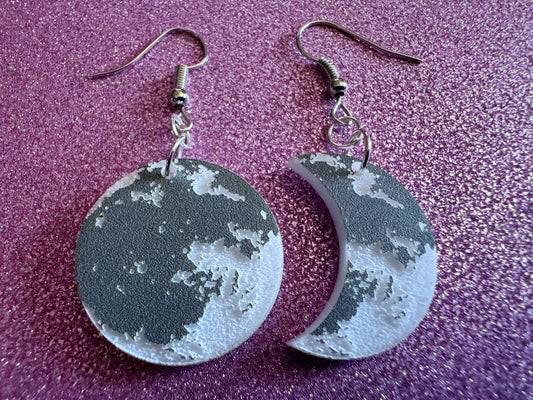 Moon Earrings: Laser Cut Acrylic Moons Earrings, Full Moon, Moon Phase, Astronomy, Crescent Moon, Waxing Moon, Best Gift for Her/Him/Them