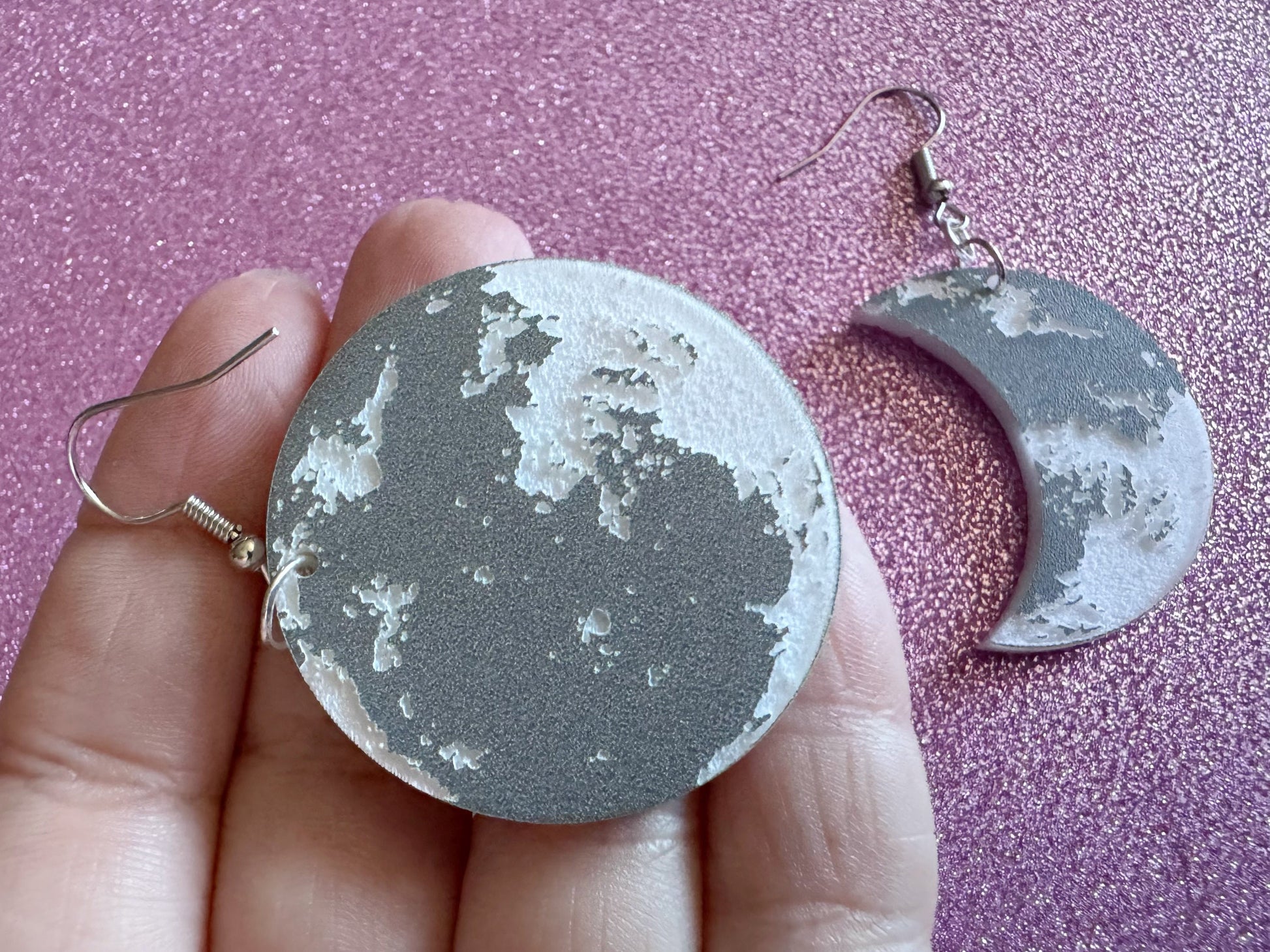 Moon Earrings: Laser Cut Acrylic Moons Earrings, Full Moon, Moon Phase, Astronomy, Crescent Moon, Waxing Moon, Best Gift for Her/Him/Them