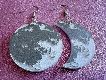 Moon Earrings: Laser Cut Acrylic Moons Earrings, Full Moon, Moon Phase, Astronomy, Crescent Moon, Waxing Moon, Best Gift for Her/Him/Them