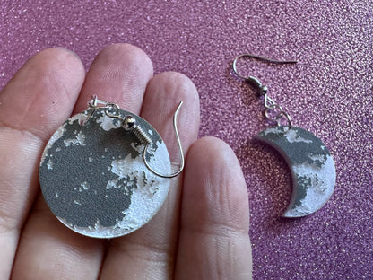 Moon Earrings: Laser Cut Acrylic Moons Earrings, Full Moon, Moon Phase, Astronomy, Crescent Moon, Waxing Moon, Best Gift for Her/Him/Them