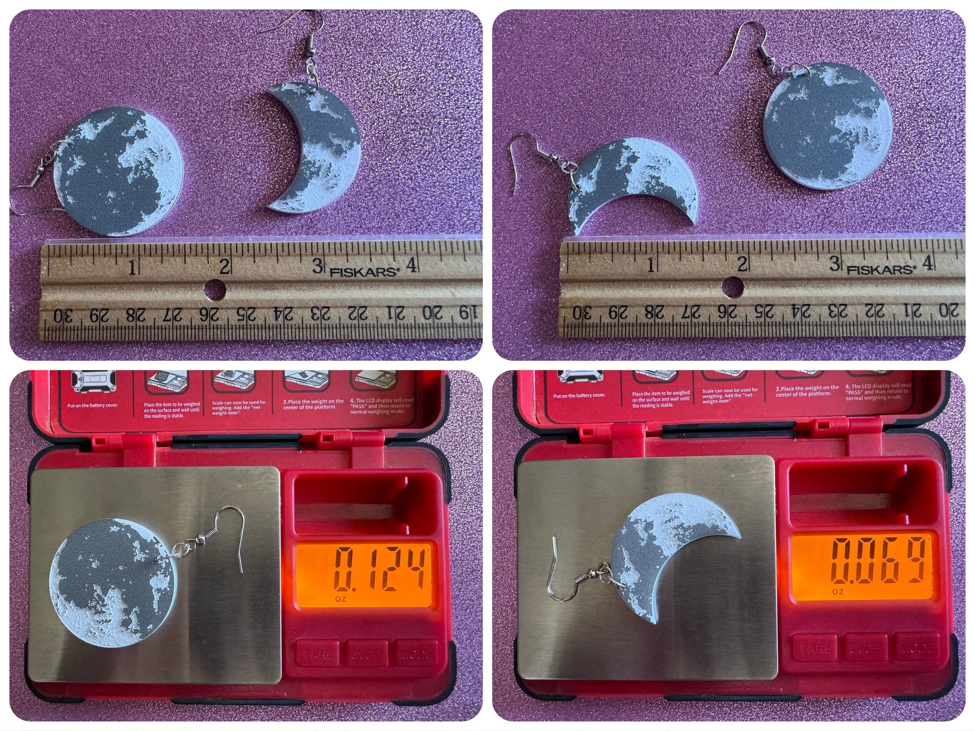 Moon Earrings: Laser Cut Acrylic Moons Earrings, Full Moon, Moon Phase, Astronomy, Crescent Moon, Waxing Moon, Best Gift for Her/Him/Them