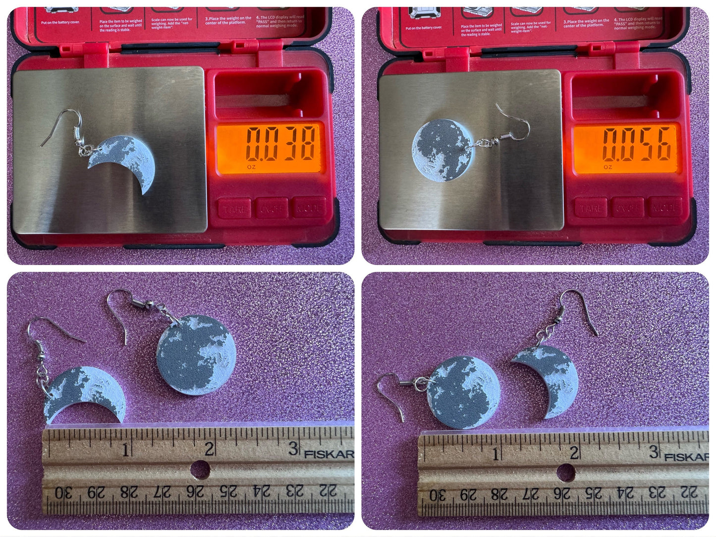 Moon Earrings: Laser Cut Acrylic Moons Earrings, Full Moon, Moon Phase, Astronomy, Crescent Moon, Waxing Moon, Best Gift for Her/Him/Them