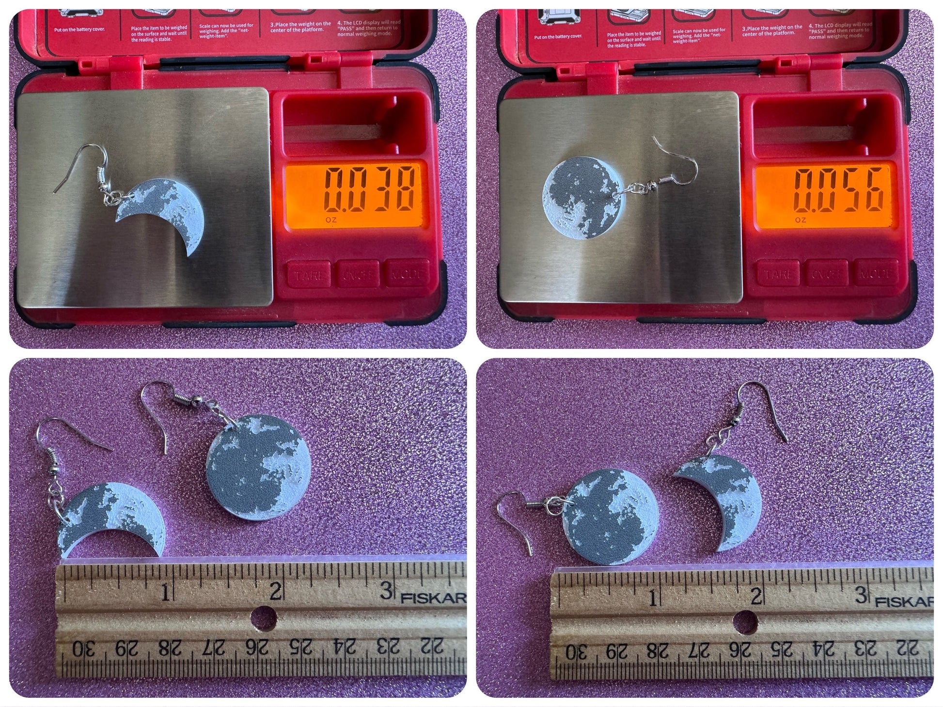 Moon Earrings: Laser Cut Acrylic Moons Earrings, Full Moon, Moon Phase, Astronomy, Crescent Moon, Waxing Moon, Best Gift for Her/Him/Them