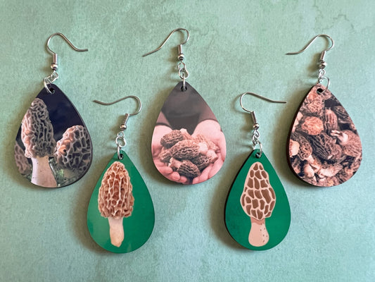 Morel Mushroom Earrings: Mycology, Chanterelle, Bolete, Amanita Mushroom Earrings, Mushroom Jewelry, Sublimated, Best Gifts for Her/Him/Them