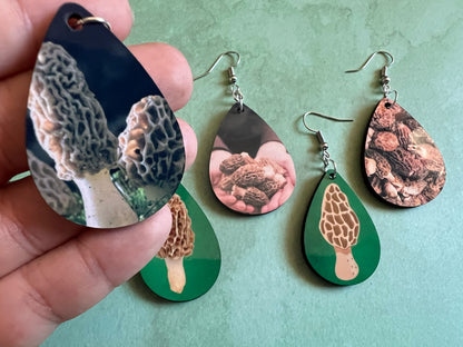 Morel Mushroom Earrings: Mycology, Chanterelle, Bolete, Amanita Mushroom Earrings, Mushroom Jewelry, Sublimated, Best Gifts for Her/Him/Them