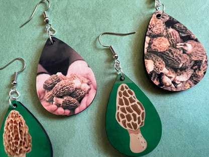Morel Mushroom Earrings: Mycology, Chanterelle, Bolete, Amanita Mushroom Earrings, Mushroom Jewelry, Sublimated, Best Gifts for Her/Him/Them