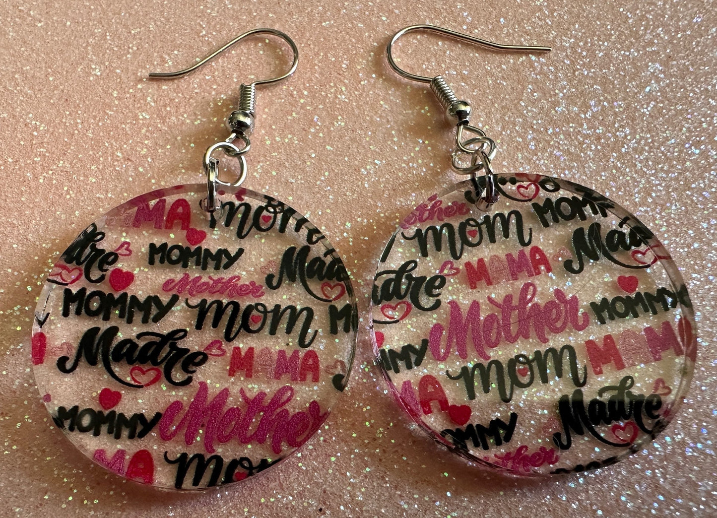 Mother's Day Earrings: Laser Cut Acrylic Earrings, Love Mom, Mommy, Mum, Mother, Mom Gift, Mama, Madre, Family, Best Gifts for Her/Him/Them