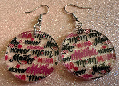 Mother's Day Earrings: Laser Cut Acrylic Earrings, Love Mom, Mommy, Mum, Mother, Mom Gift, Mama, Madre, Family, Best Gifts for Her/Him/Them