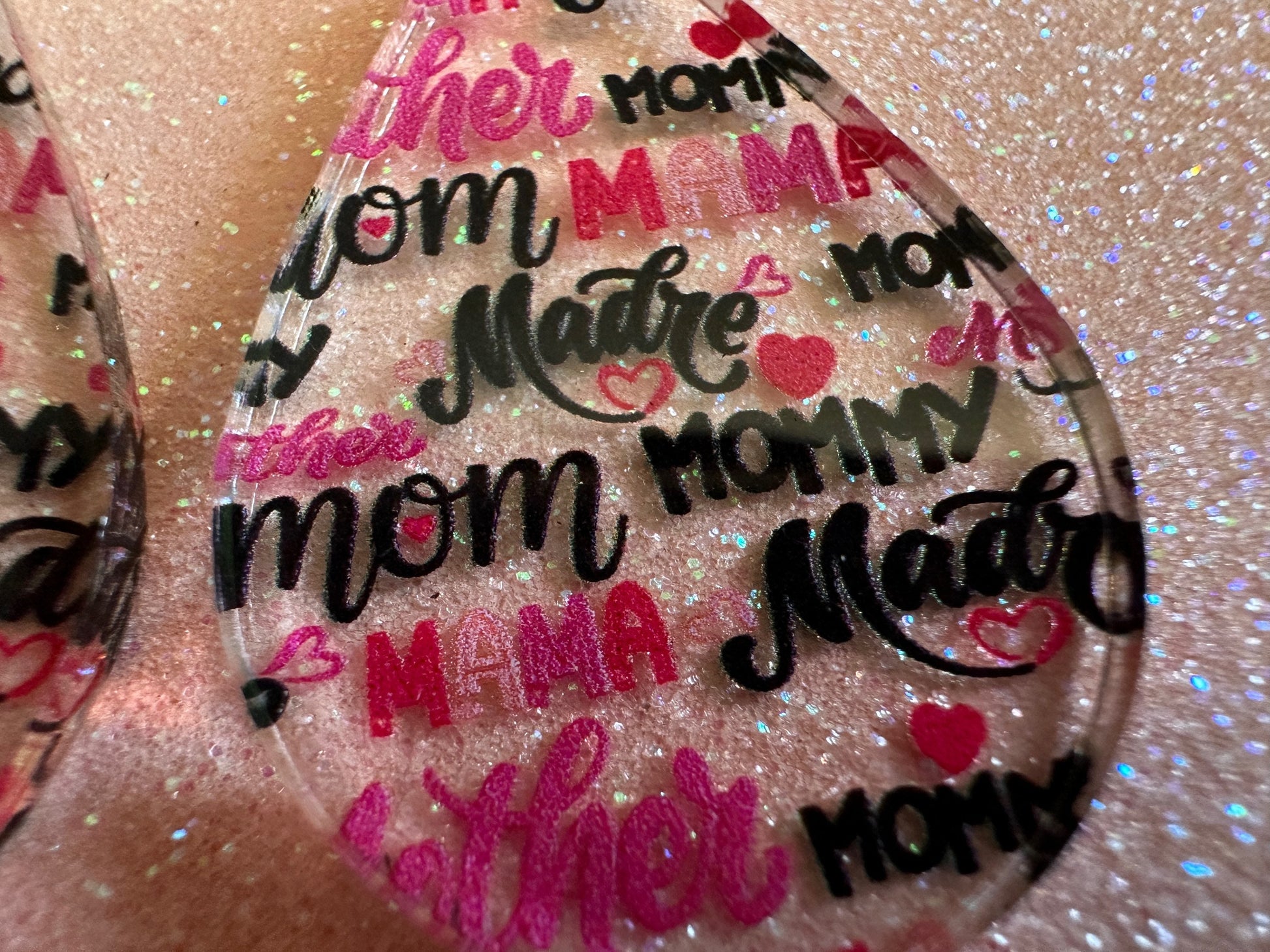 Mother's Day Earrings: Laser Cut Acrylic Earrings, Love Mom, Mommy, Mum, Mother, Mom Gift, Mama, Madre, Family, Best Gifts for Her/Him/Them