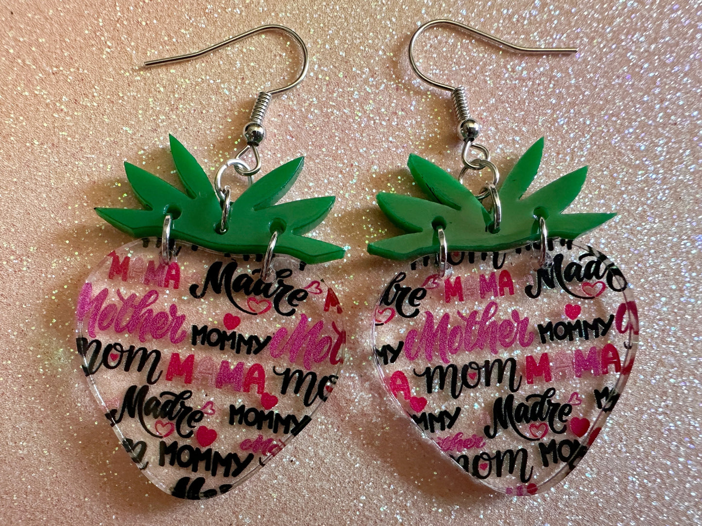 Mother's Day Strawberry Earrings: Laser Cut Acrylic Strawberries, Fruit, Juicy, Mom, Mommy, Mother, Mama, Mum, Best Gifts for Her/Him/Them