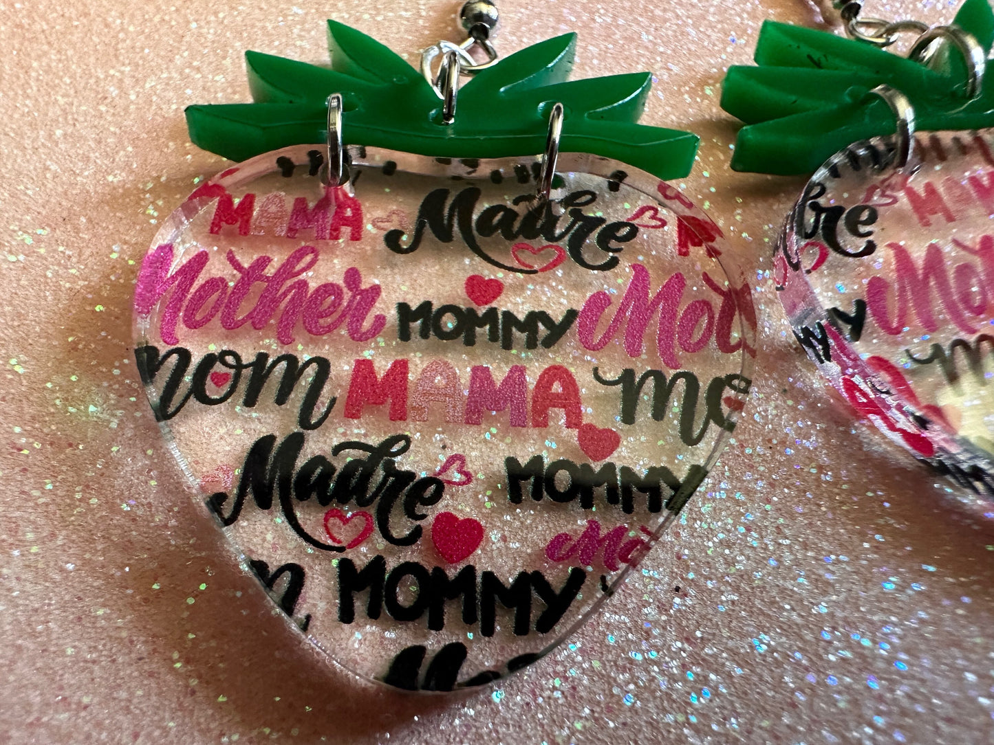 Mother's Day Strawberry Earrings: Laser Cut Acrylic Strawberries, Fruit, Juicy, Mom, Mommy, Mother, Mama, Mum, Best Gifts for Her/Him/Them