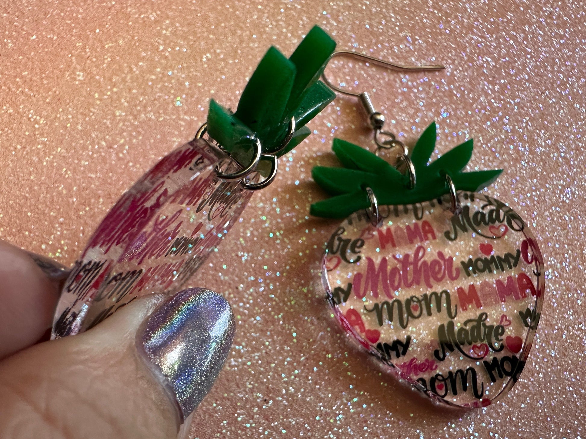 Mother's Day Strawberry Earrings: Laser Cut Acrylic Strawberries, Fruit, Juicy, Mom, Mommy, Mother, Mama, Mum, Best Gifts for Her/Him/Them