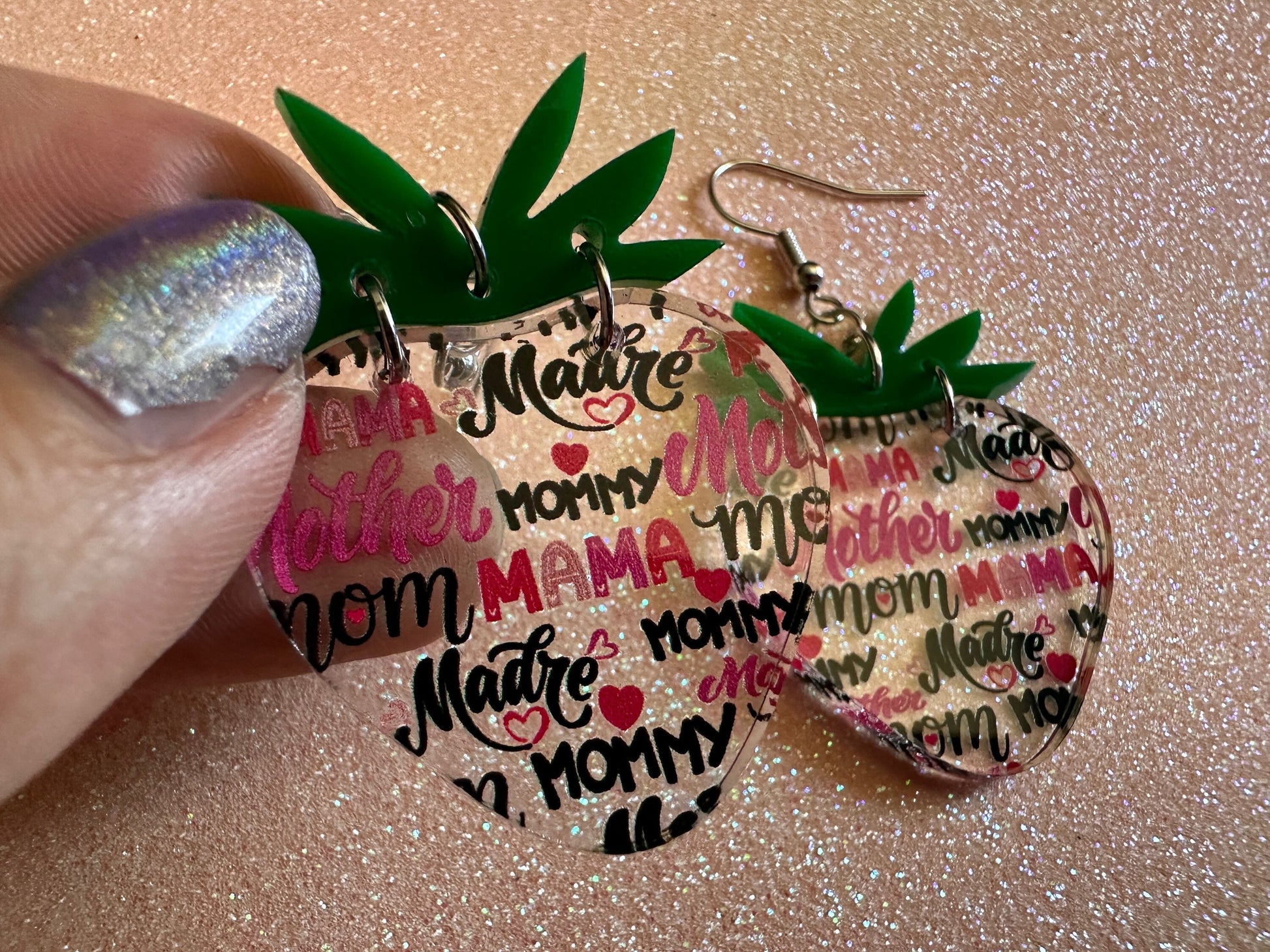Mother's Day Strawberry Earrings: Laser Cut Acrylic Strawberries, Fruit, Juicy, Mom, Mommy, Mother, Mama, Mum, Best Gifts for Her/Him/Them