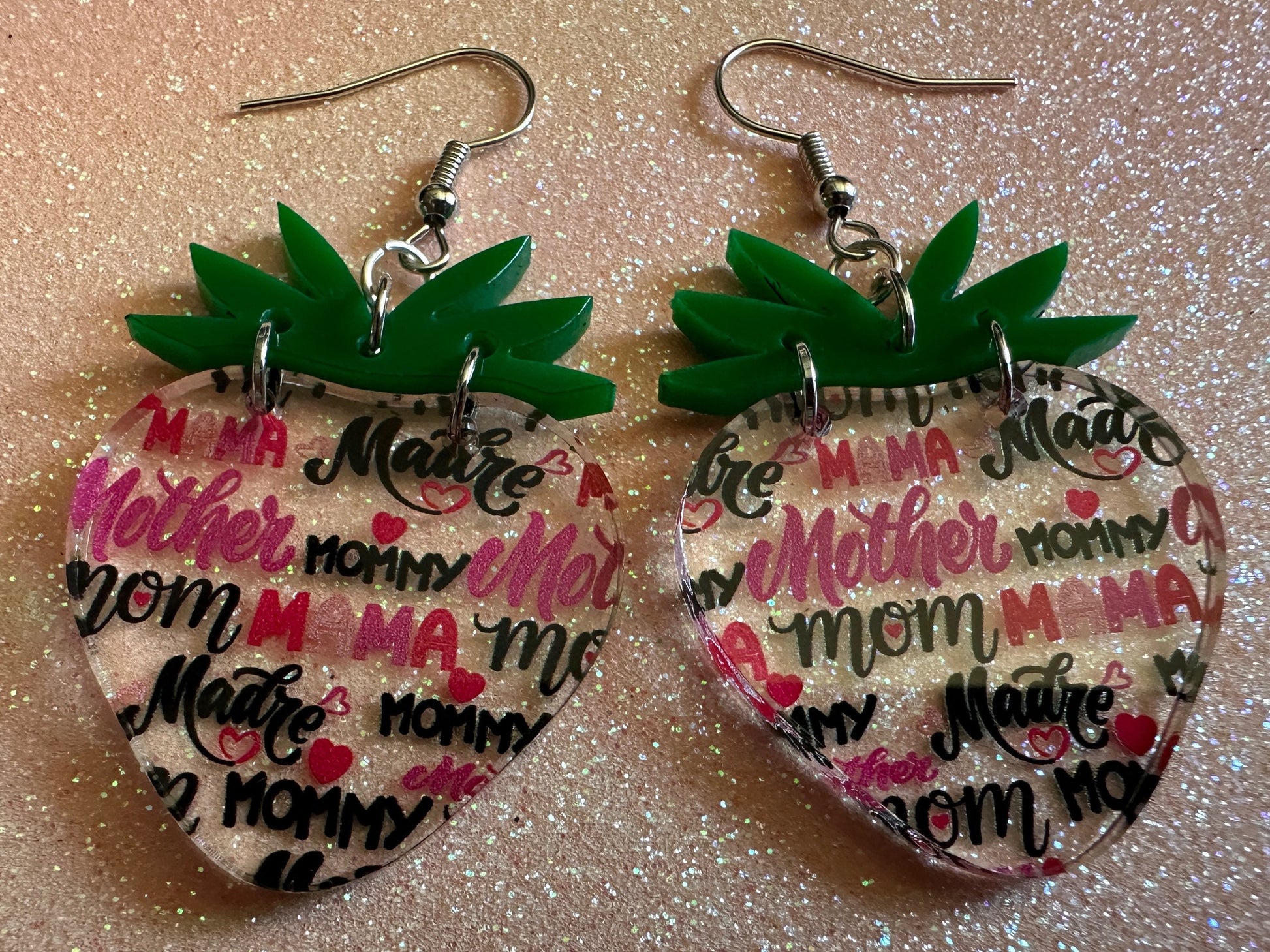 Mother's Day Strawberry Earrings: Laser Cut Acrylic Strawberries, Fruit, Juicy, Mom, Mommy, Mother, Mama, Mum, Best Gifts for Her/Him/Them