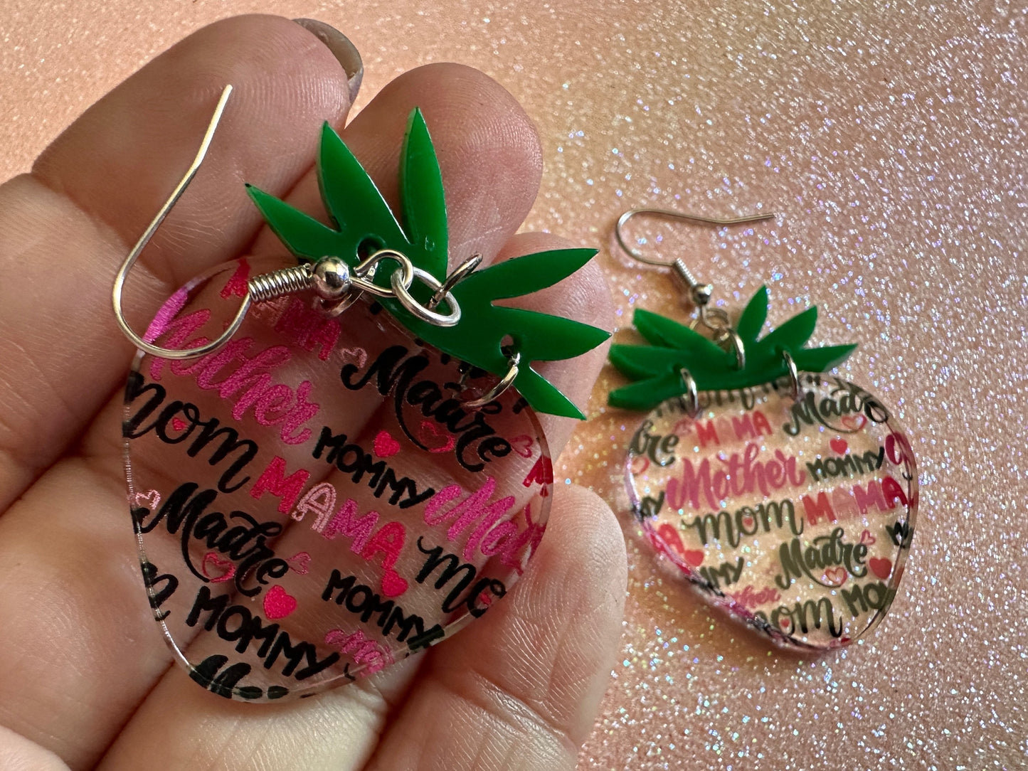 Mother's Day Strawberry Earrings: Laser Cut Acrylic Strawberries, Fruit, Juicy, Mom, Mommy, Mother, Mama, Mum, Best Gifts for Her/Him/Them