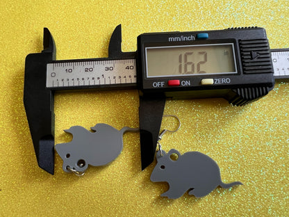 Mouse Earrings: Laser Cut Acrylic Gray Mouse, Simple Mouse Outline, Mouse Silhouette, Pet Mice, Zoo Animals, Best Gifts for Her/Him/Them